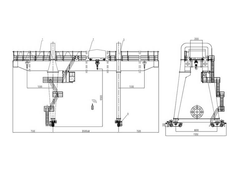 European Double Beam Gantry Crane Drawing