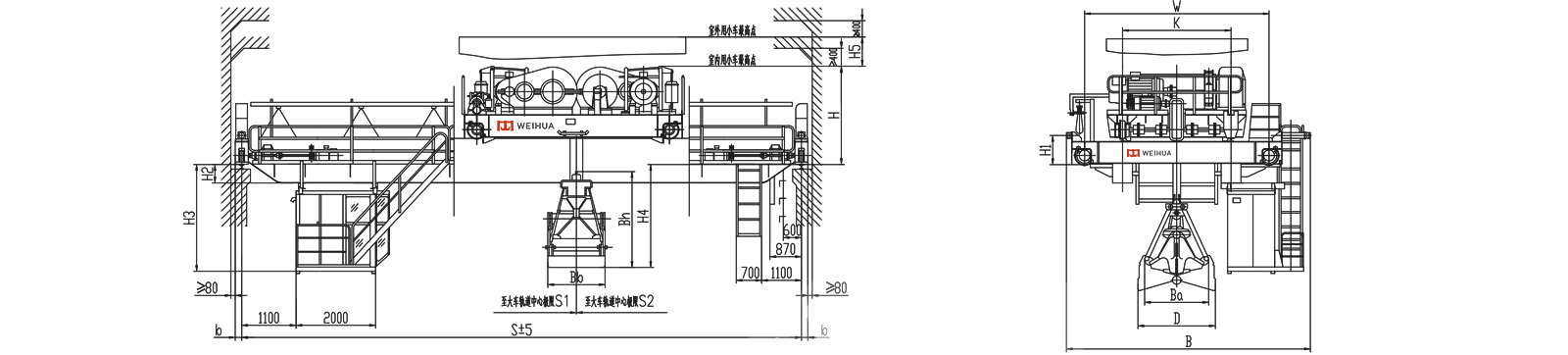 grab bucket bridge crane