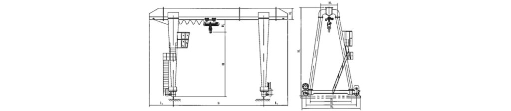 MH Single Beam Hoist Gantry Crane Drawing