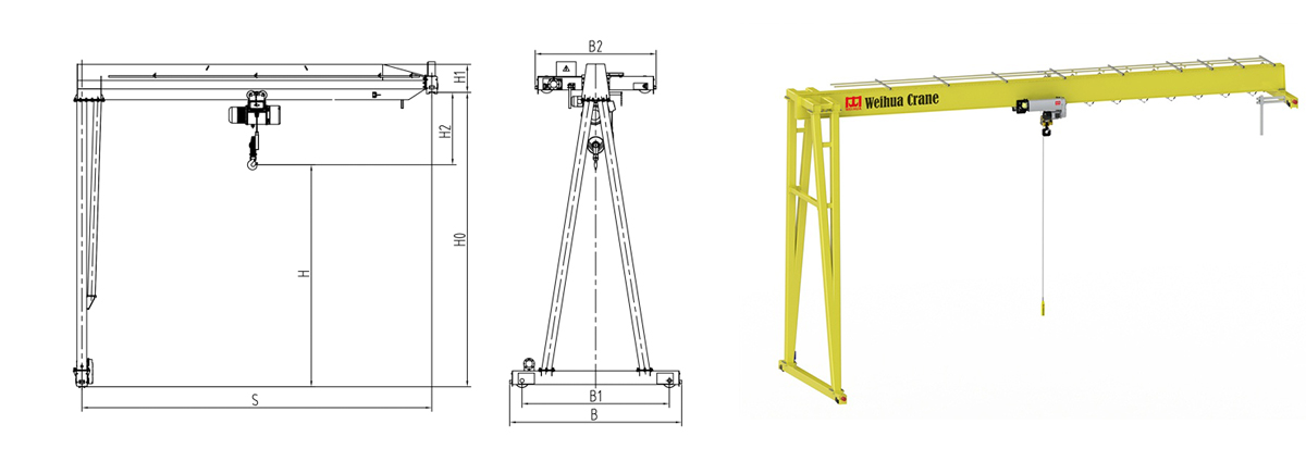 BMH Single Girder Semi Gantry Crane